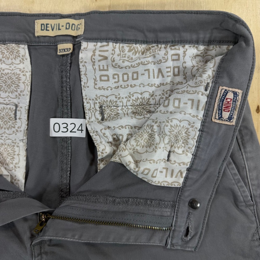 Devil-Dog Dungarees Mens 32x32 Gray Chino Straight Leg Stretch Pants DD8005